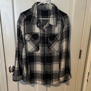 Source Unknown Black and White Plaid Utility Jacket
